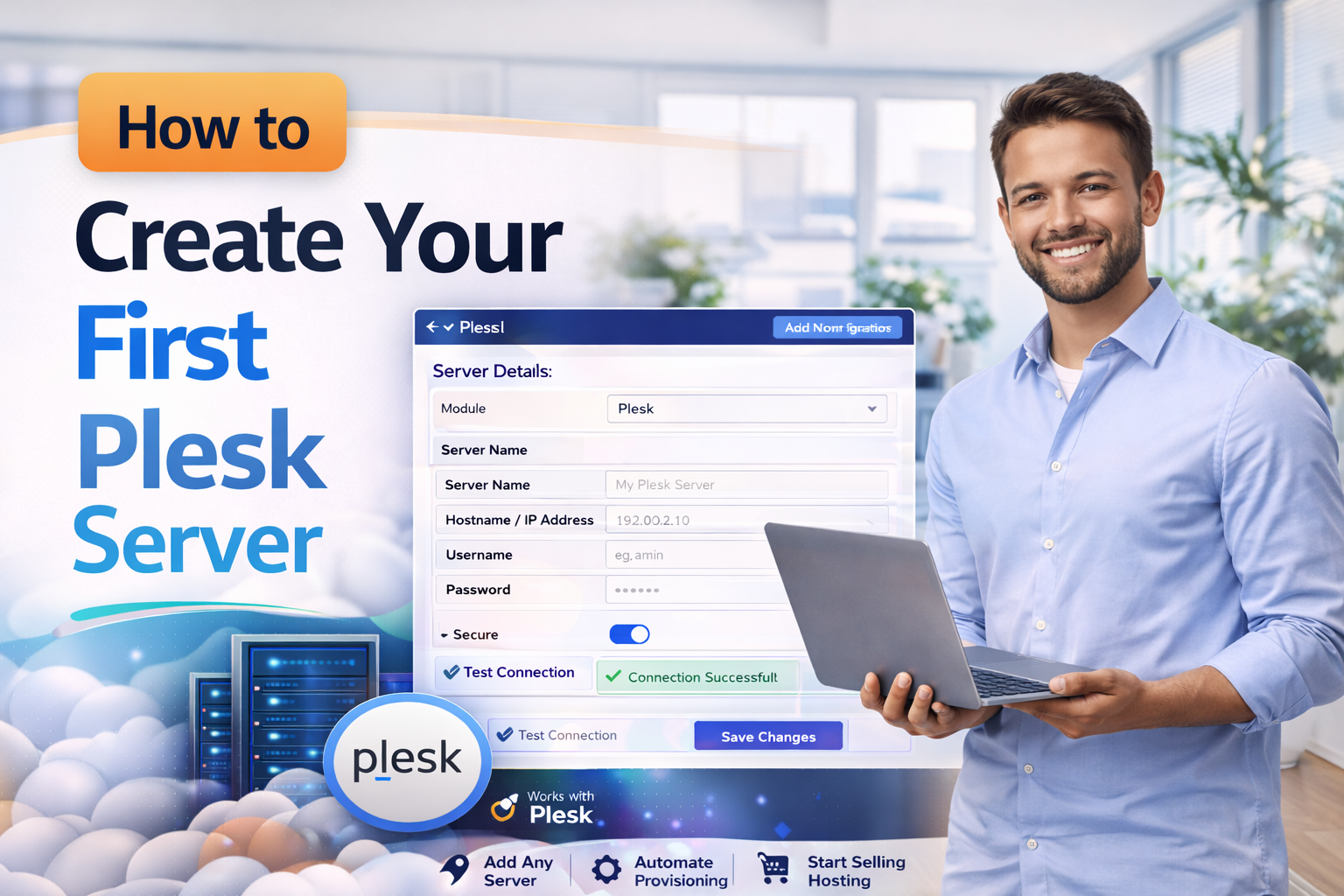 generate another type image for How to Create Your First Plesk Server