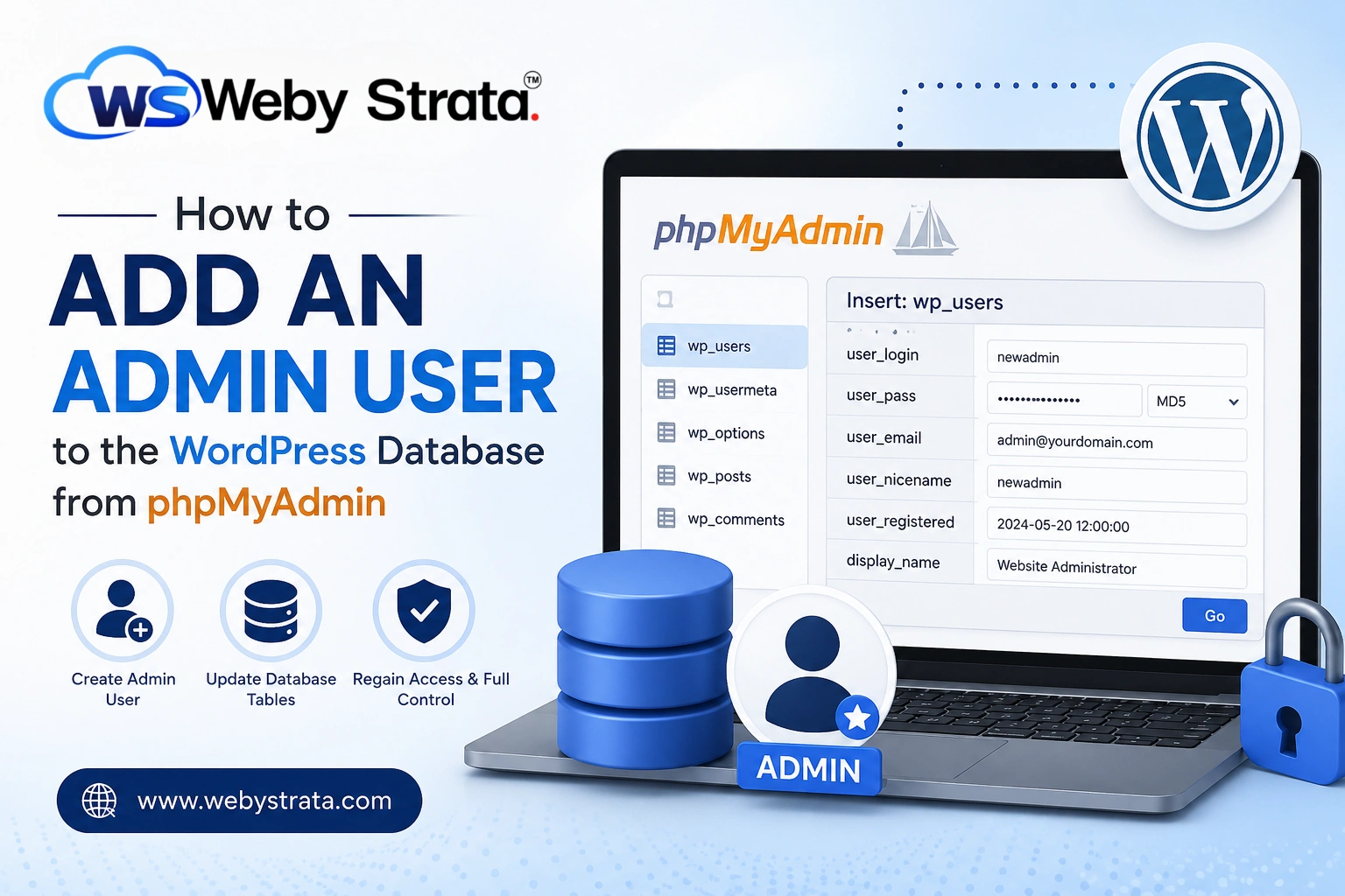 how-to-add-admin user-to-wordpress-database-from-phpmyadmin