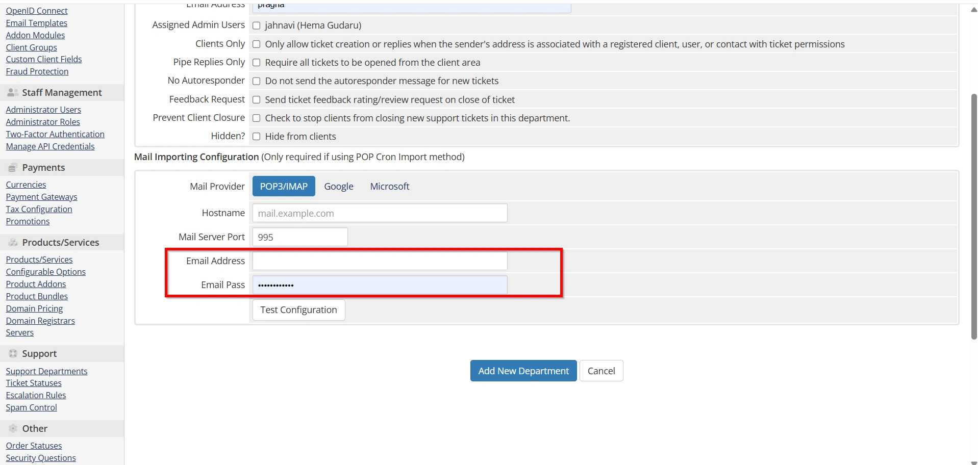 how-to-set-Up-a-support-department-in-whmcs