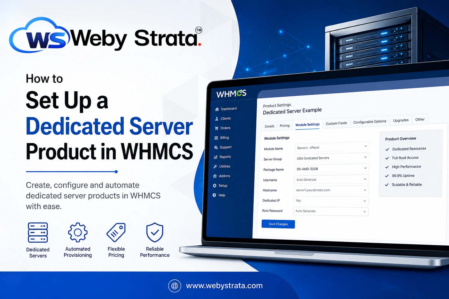How to Set Up a Dedicated Server Product in WHMCS