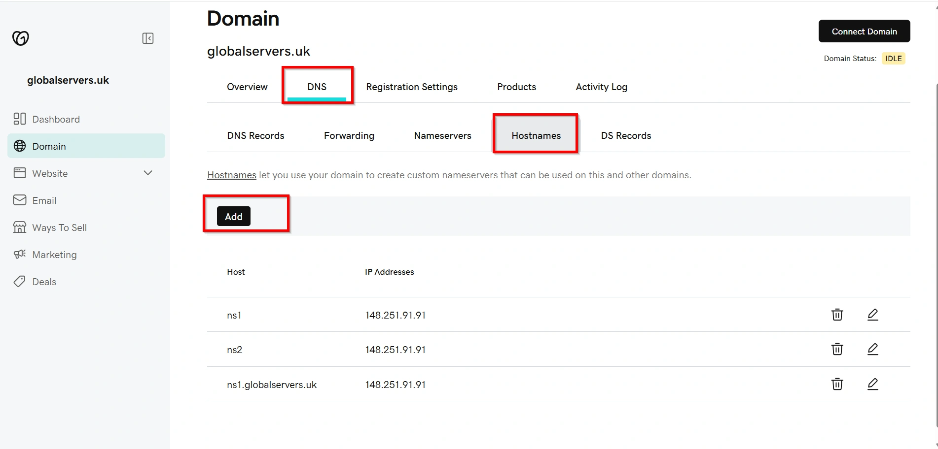 how-to-create-private-/-child-nameservers-at-godaddy