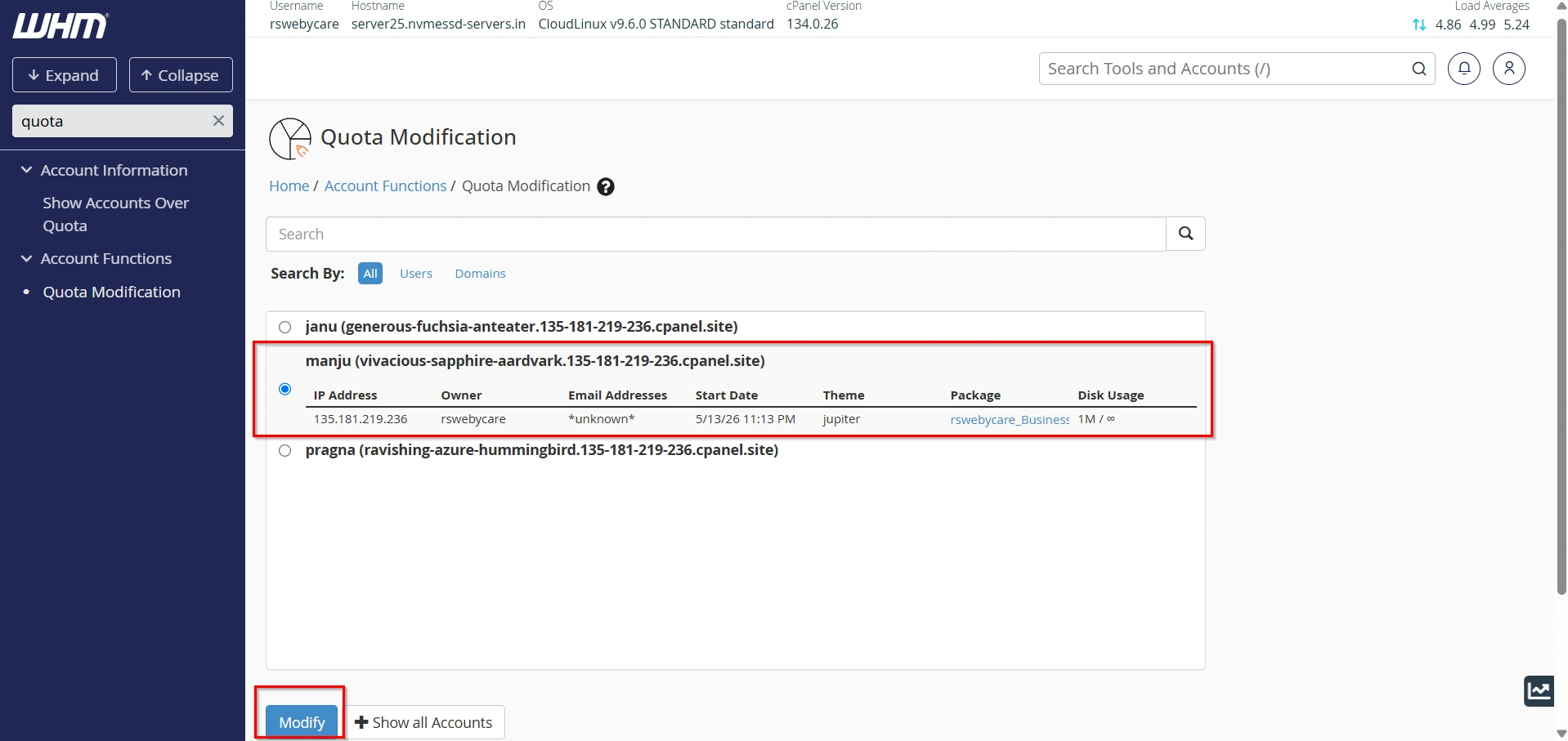 how-to-modify-hosting-account-quota-in-whm