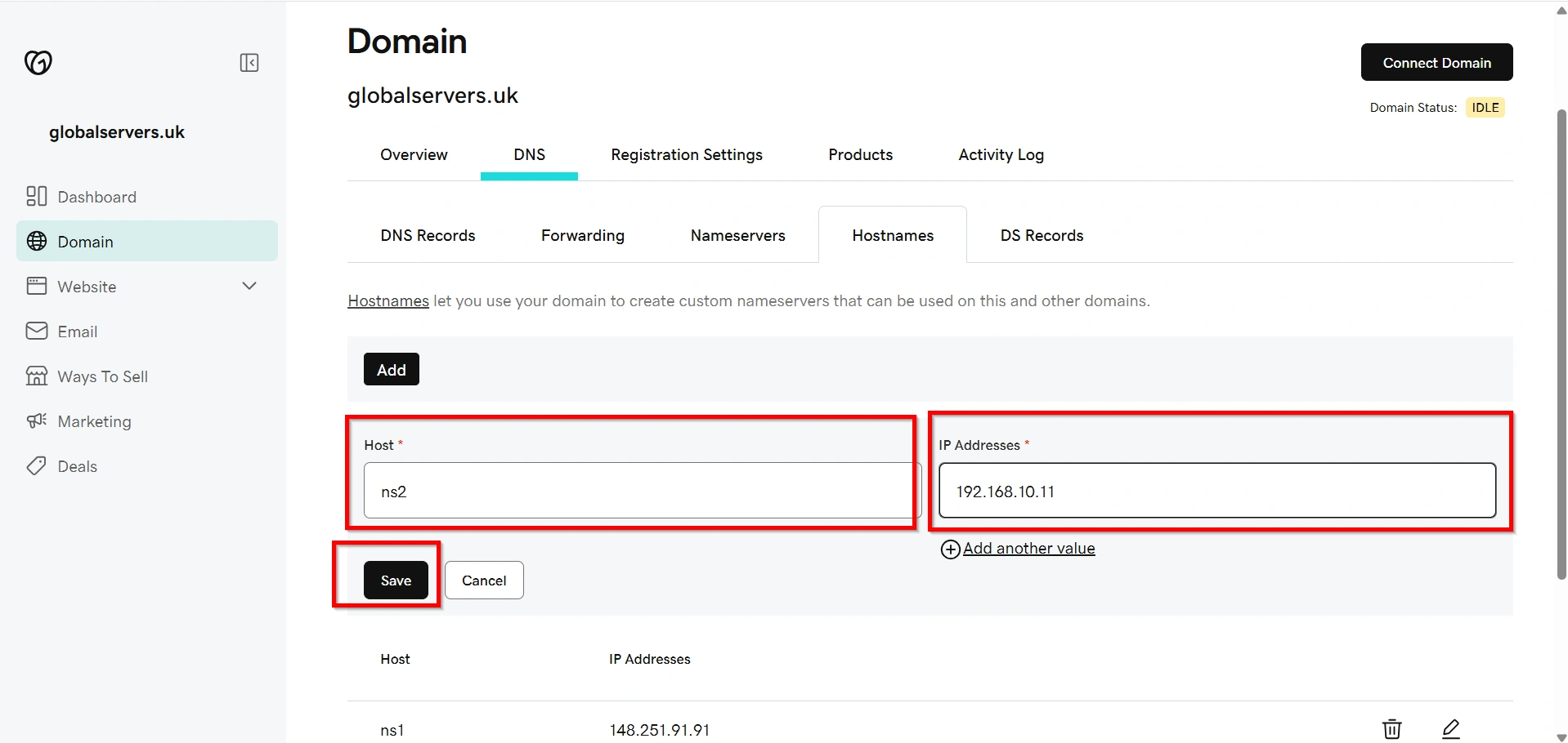 how-to-create-private-/-child-nameservers-at-godaddy