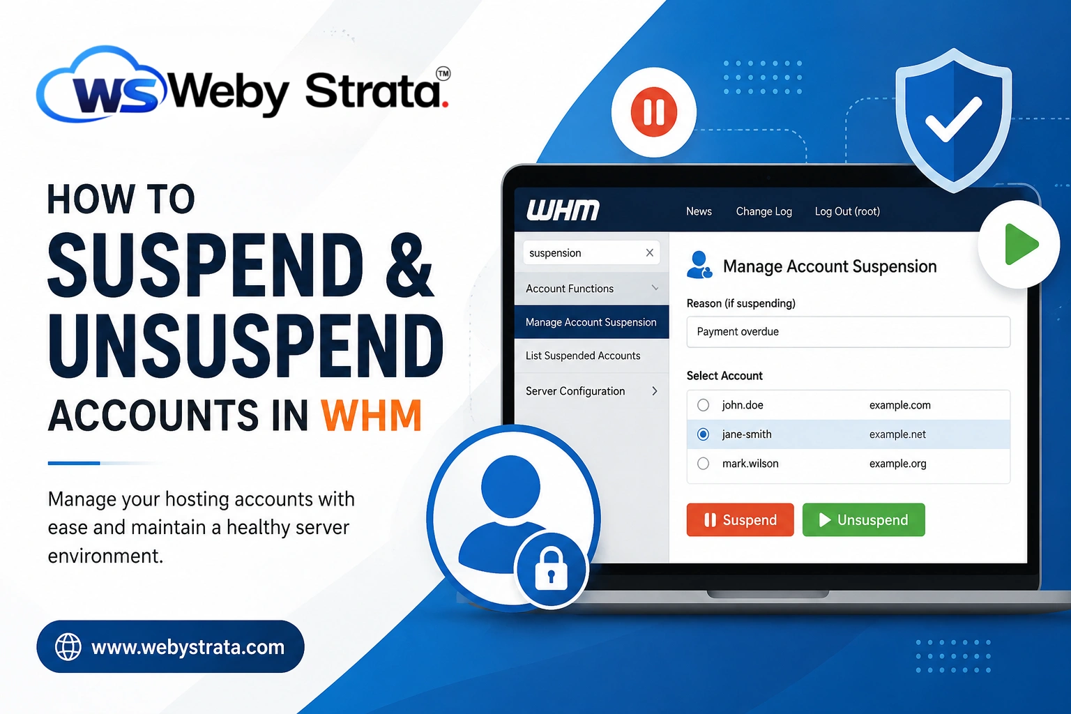 How to Suspend and Unsuspend Accounts in WHM