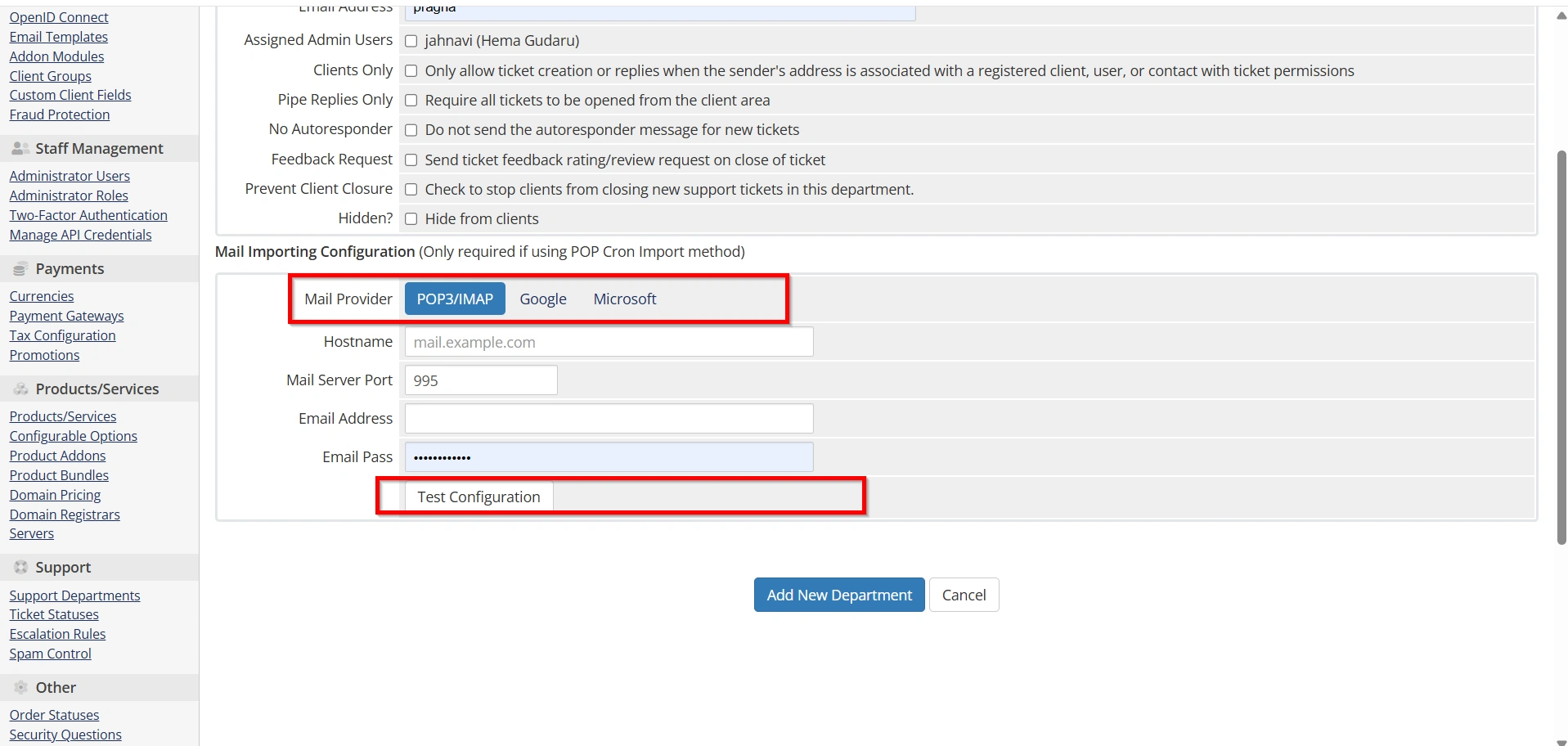 how-to-set-Up-a-support-department-in-whmcs