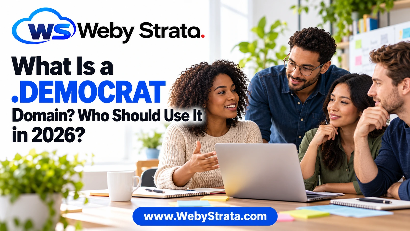 WebyStrata featured image: What Is a .DEMOCRAT Domain? Who Should Use It in 2026?
