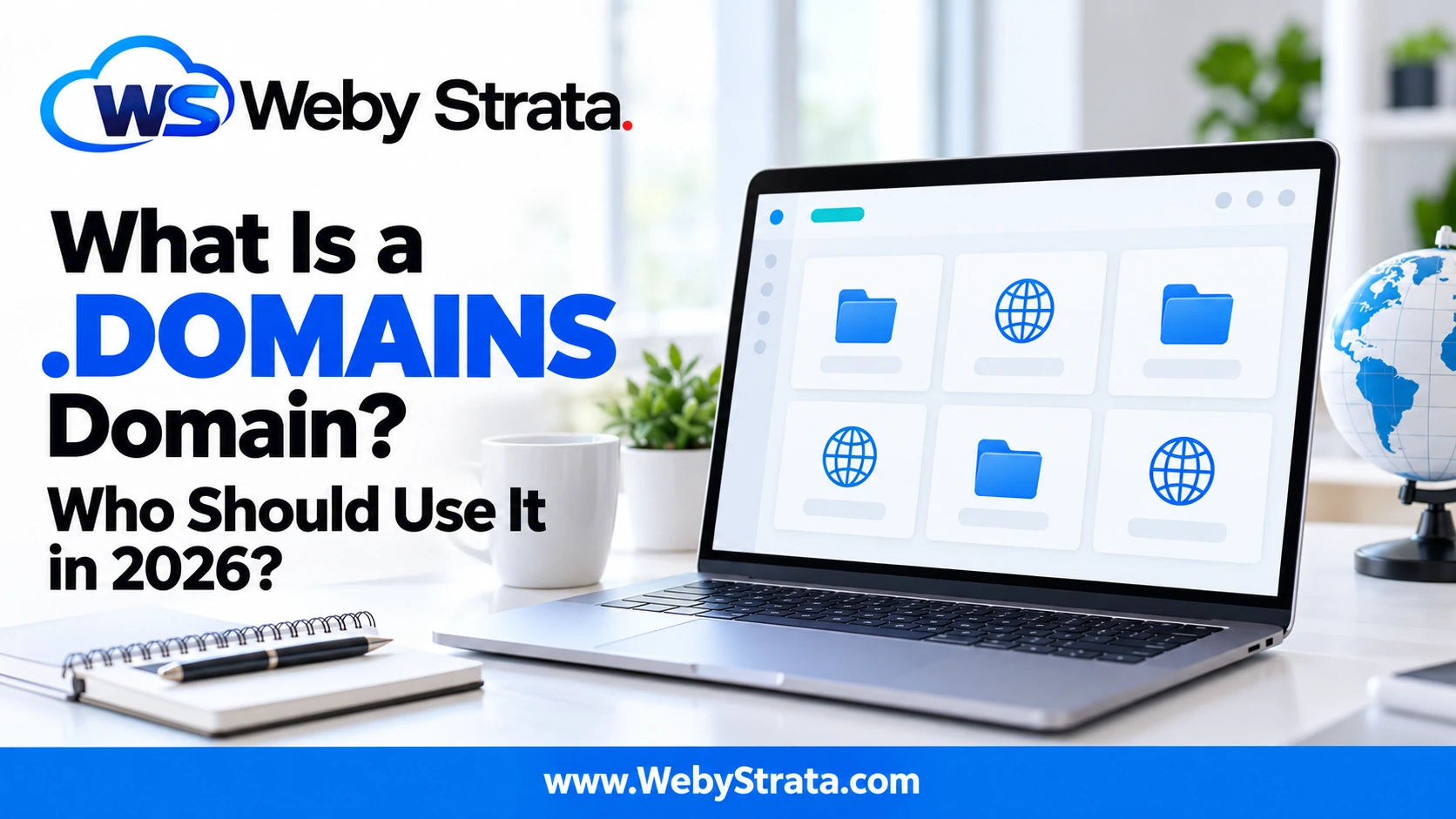 WebyStrata featured image: What Is a .DOMAINS Domain? Who Should Use It in 2026?